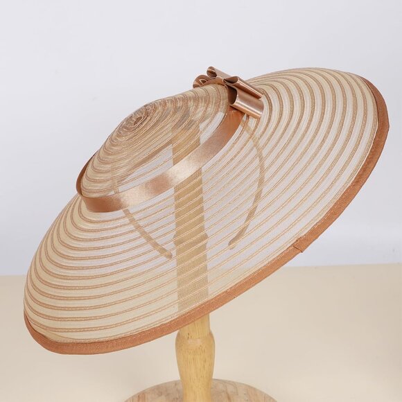 Vintage Straw Fedora Hat Women Wide Brim Church Derby Occasion Fascinator - Picture 5 of 5